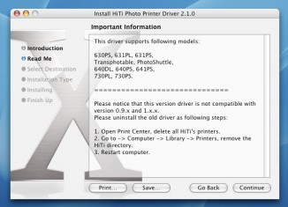 Apple Mac Driver for  HiTi Photo Printers Installation steps